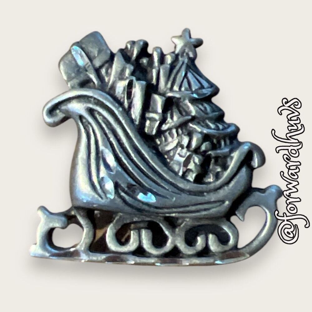 Vintage Winter Sleigh Lapel Pin with Pin Back